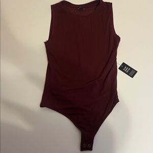 Express Burgundy Sleeveless Bodysuit
